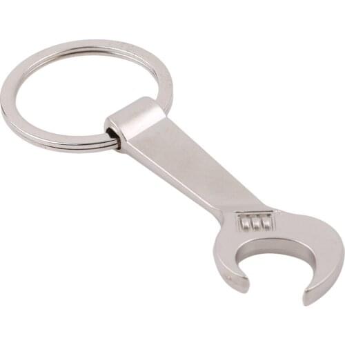 Hot Sale Wrench Key Shape Silver Key Ring Chain Keychain Keyfob Bottle Can Opener