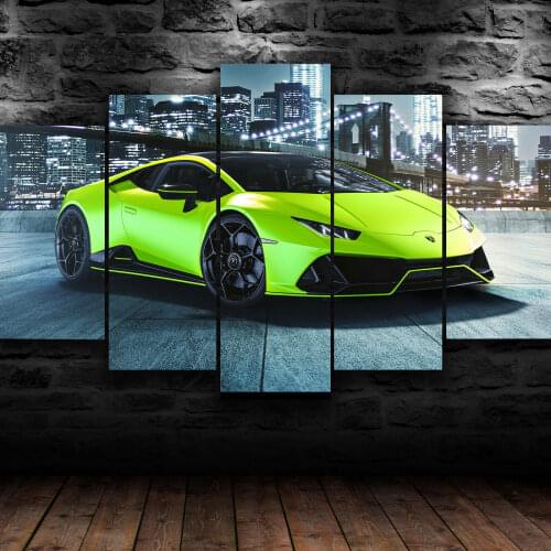 No Framed Canvas 5 Panel Lamborghini Huracan Super Car Wall Art Posters Home Decor Accessories Living Room Decoration Paintings