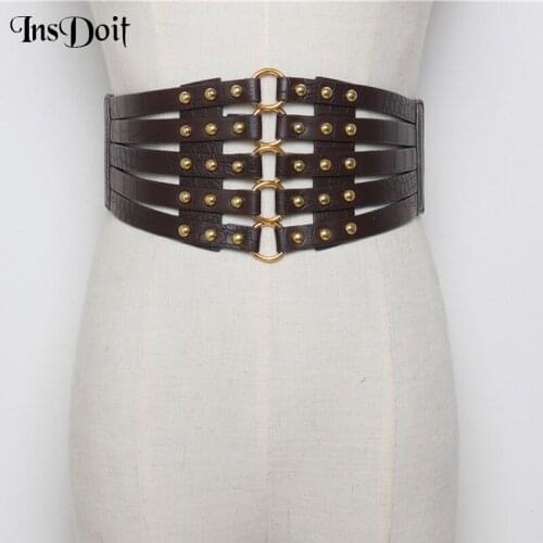 InsDoit Gothic Belts Women Punk Streetwear Fashion Patchwork Hollow Out Waistbelts Harajuku Grunge Aesthetic Party Nigh Belts