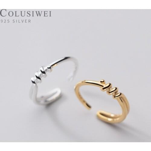 Colusiwei Authentic 925 Sterling Silver Simple Stackable Irregular Geometric Opening Ring for women Free Size Ring Fine Jewelry