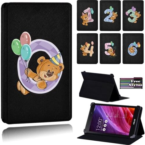 Number Bear Leather Flip Tablet Case Fit Asus Memo Pad 7/Memo Pad 8 Me181C/Memo Pad 10 ME102A ME103K/Memo Pad HD 7 ME173X ME173