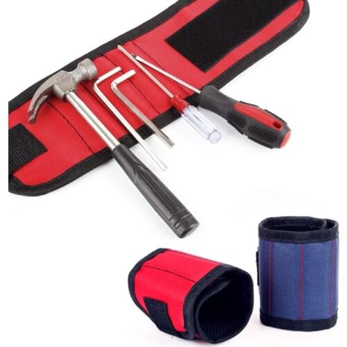 Strong Magnetic Magnet Wristband Pocket Wrist Support Tool Bag Hand Bracelet Pouch Bag Screws Drill Holder Holding Storage Bag