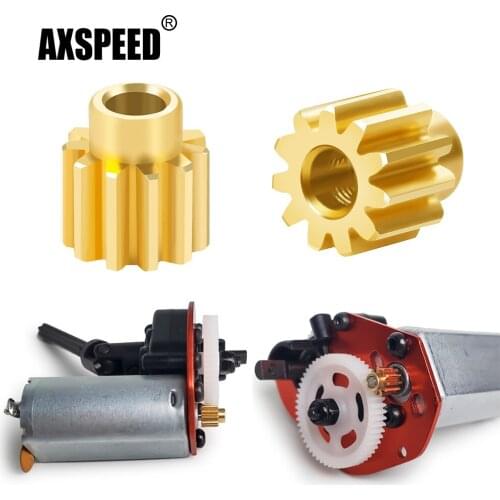 AXSPEED 1Pcs Brass Motor Gear 0.3 Module 11T for Axial SCX24 90081 1/24 RC Crawler Car Truck Upgrade Parts Accessories