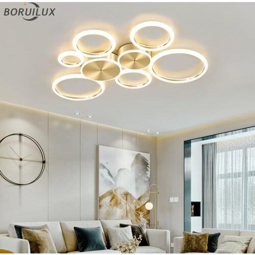 Remote Control Golden circle Modern New LED Chandelier Lights For Living dining Room Bedroom Apartment Kitchen Lamps Indoor Ligh