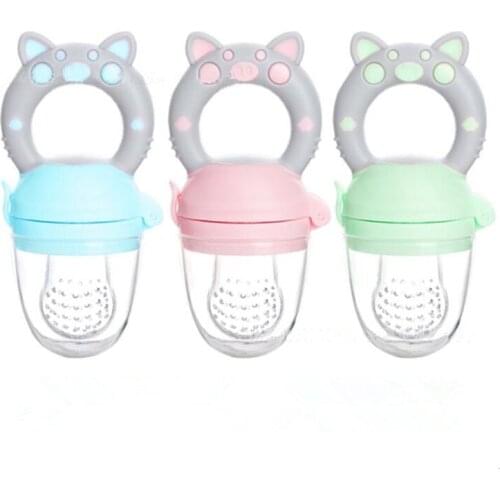 Small Pig Handle Pacifier Feeder for Baby Food Grade Silicone PP Training Nipple Milk Fresh Fruit Nibbler Teat Pacifier Bottles