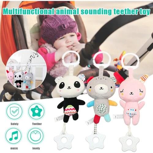 Multifunctional Bed Bell Cartoon Animal Teether Music Hanging Toy for Baby Stroller YH-17