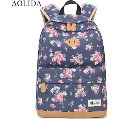 OCEHNUU Fashion Canvas Printing Women Bag Backpack School Bags For Girls Casual Laptop Rucksack Backpack Woman Mochila Flowers