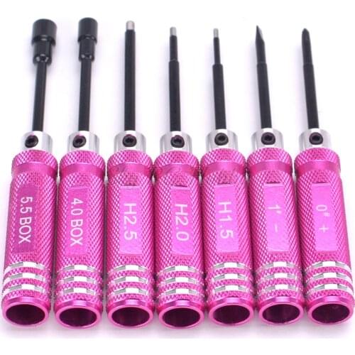 RC 7 IN 1 Hex Screw Driver Set Hexagonal Screwdriver Tools H1.5/2.0/2.5mm & Box 4.0/5.5 & Screw #0 #1 for disassamble Hex Screw