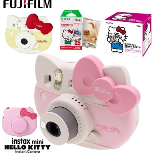 Fujifilm Instax Mini 8 Kitty Limited Edition Instant Camera with 10 Sheets Kitty Film Stickers Strap Box Set Photo Camera Bag