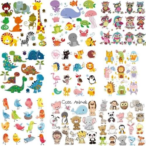 Dinosaur Whale Stickers Diy Heat Transfer Patches Easy To Use Washable Patches Animal Panda Giraffe Stickers For Kids Clothes Pa