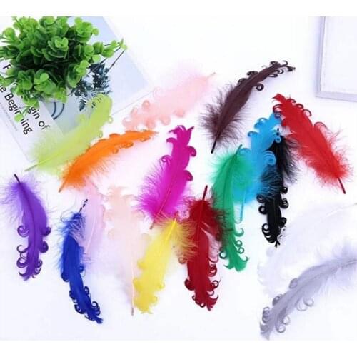 Natural Plumes Feathers 10-15cm 6-8inch Curly Swan Feather Halloween Christmas Wedding Costumes Hat Decorative Materials 50pcs