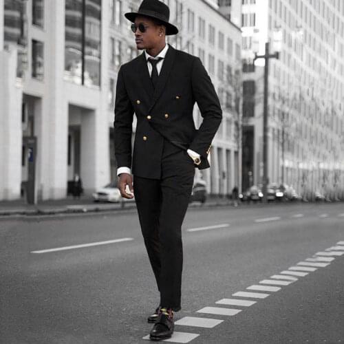 Latest Design Casual Black Suits Men 2019 Business Blazer Double Breasted trajes de hombre Costume Homme Slim Terno Masculino