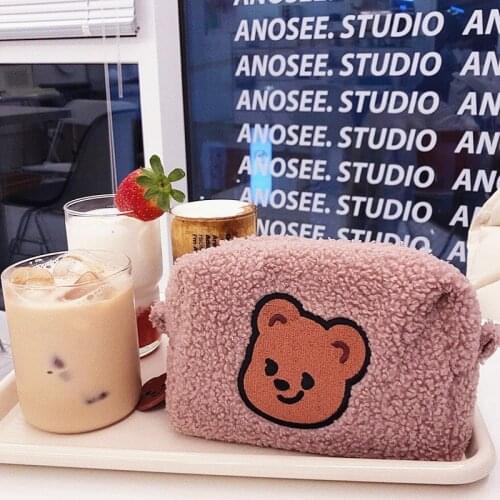 Large Capacity Pencilbag Pencil Case Cute Cherry Bear Portable Makeup Bag Storage Bag Washing Bag Quality School Supplies