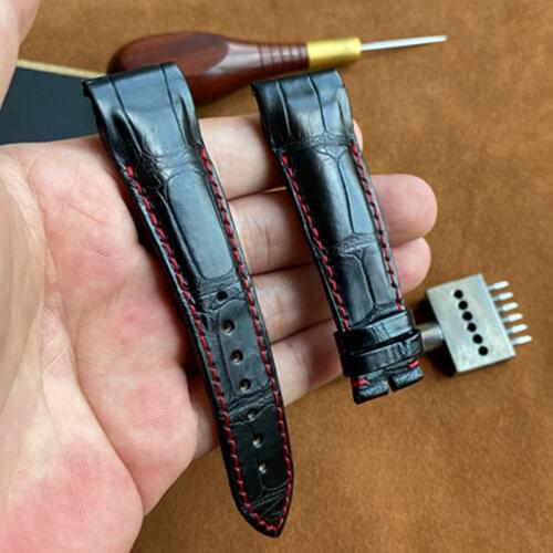 Handmade Double Alligator Strap Men Women Custom CONQUISTADOR Watchbands Luxury Crocodile Skin Watch Band Genuine Leather Belt