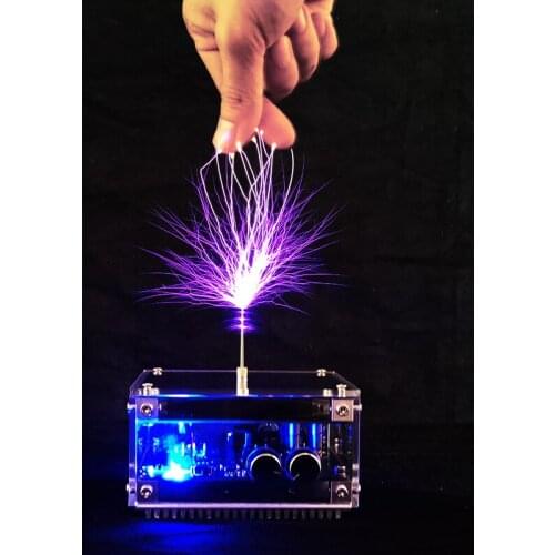Christmas Gift Newest 10CM Flat-panel Bluetooth Music Tesla Coil High Frequency and High Voltage Pulse Test Apparatus