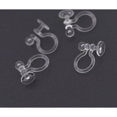 SEA MEW 100 PCS Transparent Ear Clip For Jewelry Making ,Ear Plug Resin Earrings Accessories Base Setting DIY Jewelry Components