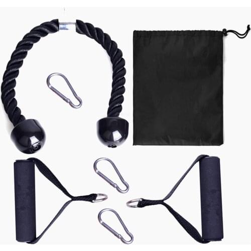 7pcs/set Tricep Rope with Exercise Handles Carabiner Pull Down Rope Set for Gym Fitness Equipment Weight Lifting Arm Training