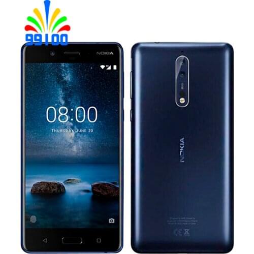 Unlocked Original Nokia 8 Qualcomm 835 single SIM 5.3inch Screen 4GB+ 64GB Dual back 13.0MP Camera Fingerprint 4G-LTE
