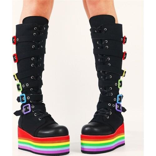 SARAIRIS mid-calf Platform Buckle Fashion Women Shoes Plus Size 43 Modern Zipper Rainbow Comfy Boots