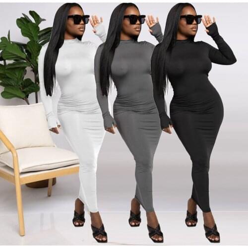 Womens Sexy fashion bodycon slim dress solid color backless 2021 Autumn Winter Party Club Dresses Lady Casual Clothes