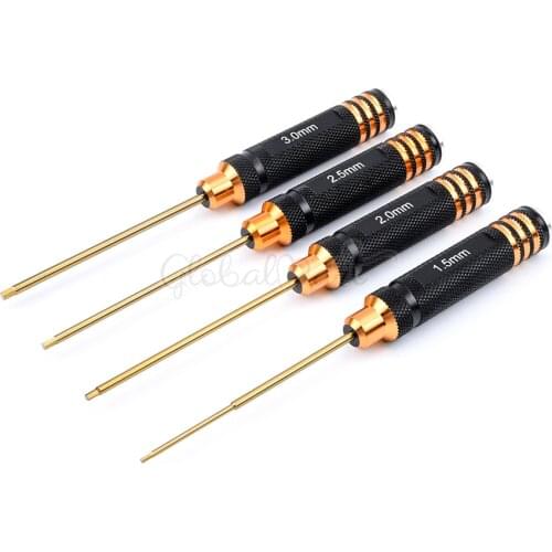 1 set RC Tools 4 pcs hex screw driver set titanium plating hardened 1.5 2.0 2.5 3.0mm screwdriver For RC helicopter Rc toys
