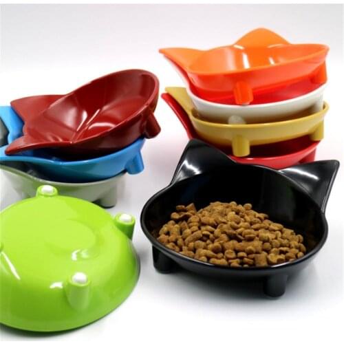 1Pc Flat Cat Ears Shape Pet Cat Bowl Lovely Cat Ear Shape Solid Color Dog Cat Bowl For Food Water Pet Feeding Supplies