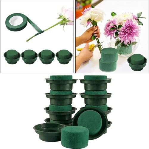 10pcs DIY Flower Arrangement Kit Green Round Wet Floral Foam Round Foam Block Wedding Aisle Decor