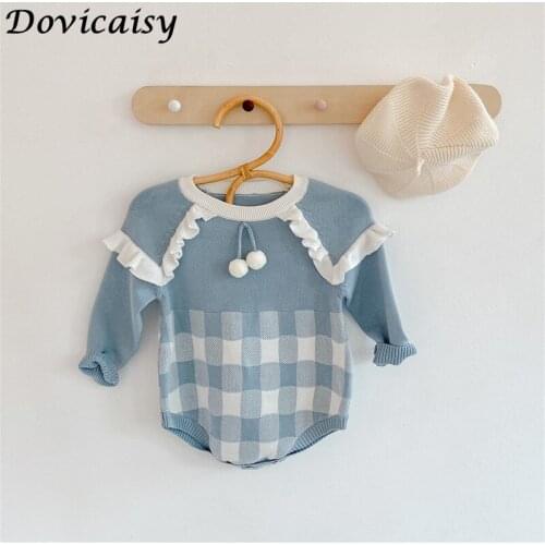 2020 Baby Knitted Rompers Sweater Baby Girl Long-sleeve Knitted Overalls Infant Girl Princess Cotton Clothes Baby Girl Romper