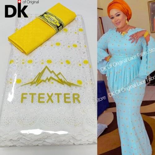 2021 New Design African Lace Fabric High Quality 100% Cotton Dry Lace And Bazin Riche Sewing Senegal For Party 2.5+2.5 Yards