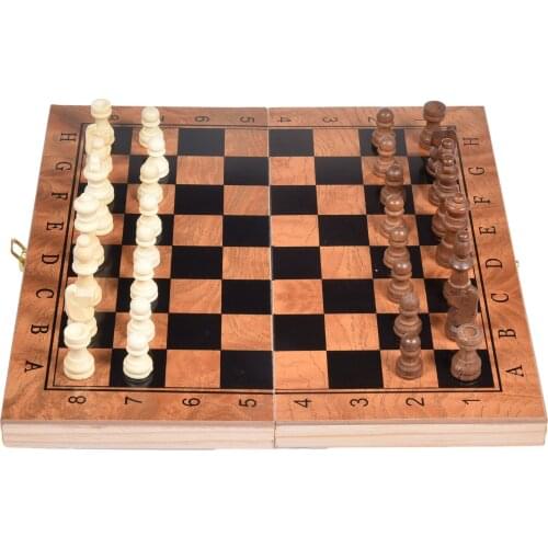 2021 Folding Chessboard Indoor Travel Chess Chess Pieces Chessman 3 in 1 Chess Set Wooden Chess Game Backgammon Checkers Wooden