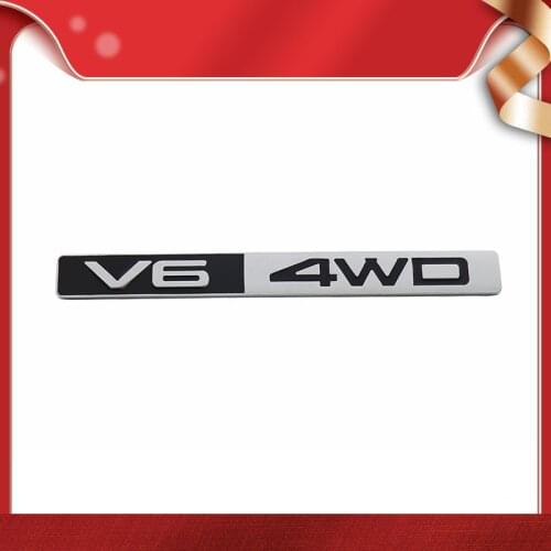 3D V6 4WD V6 car Hood Fender trunk Nameplate Decal Emblem Badge Sticker for Santa Fe Veracruz IX35 Tucson SUV Off-road