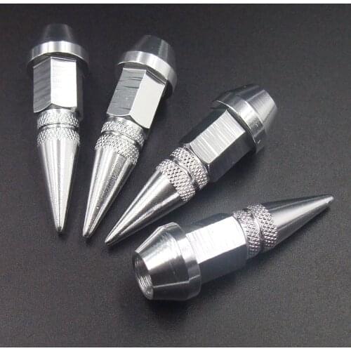 4pcs Silver 45mm Universal Spiked Car Wheel Tire Valve Air Stem Dust Caps Cover Truck Auto Vehicle Motorcycle Bicycle Accessory