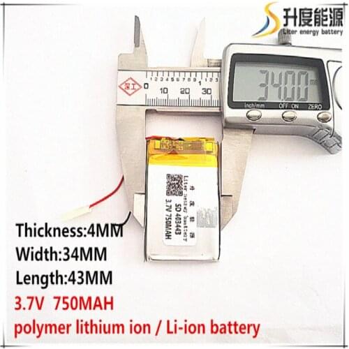 5pcs [SD] 3.7V,750mAH,[403443] Polymer lithium ion / Li-ion battery for TOY,POWER BANK,GPS,mp3,mp4,cell phone,speaker