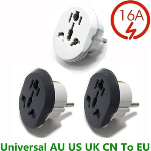 Power Plug Adapter 16A AU UK CN US To EU Europe Plug Power Plug Converter Travel Adapter US to EU Adapter Electrical Wall Socket