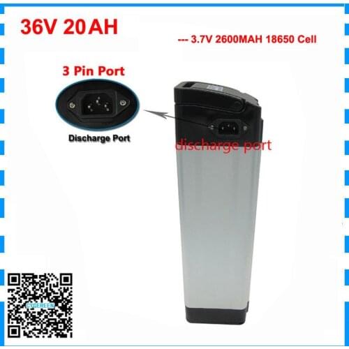 500W 36V 10AH 13AH electric bike battery 36 V 15AH 18AH 20AH 1000W silver fish li-ion 36 Volt 25AH Bateria top discharge