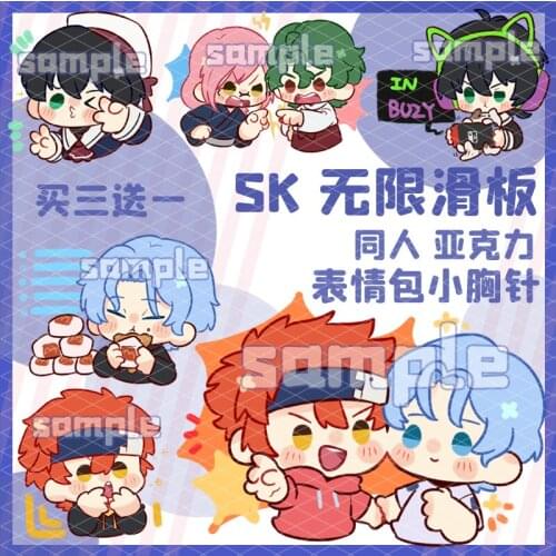 Anime SK EIGHT Expression Brooch Pins SK8 the Infinity MIYA REKI SNOW JOE Cherry Blossom Acrylic Badge Medal Souvenir Toy