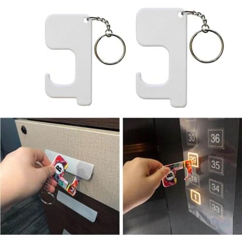 10Pcs DIY Blank Sublimation Heat Transfer Germ Free Key Chain for Open Door Elevator Zero Touch Hand Free MDF Key Ring