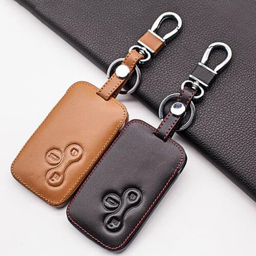 Carrying Genuine Leather Car Key Case Cover For Renault Clio Logan Megane 2 3 Koleos Scenic 3 Button Car Key Shell