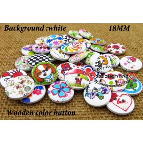 60PCS 18MM mixed painting wooden animal buttons brand coat boots sewing clothes accessory shirt flower button MCB-618