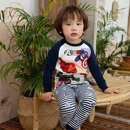 Kids Underwear Set Cartoon Spiderman Captain America Dinosaur Pixar Long Johns Thermal Pajama Toddler Boy Clothes Christmas