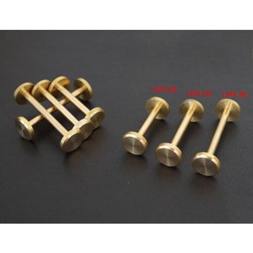Shaft Length20/25/30MM 100% Pure Brass FLAT Button Stud Chicago screws Rivet Screws Belt Buttons Studs Leather Craft DIY DIA10MM
