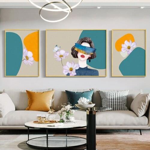 EECAMAIL Nordic ins style Diamond Painting Full Diamond Embroidery Fresh Character 5D Triptych Painting No frame
