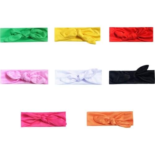 3Pcs Baby Girls Princess Elastic Candy Solid Color Headdress Kids Baby Cloth Bunny Ears Hair Band Bowknot Cute Fashion