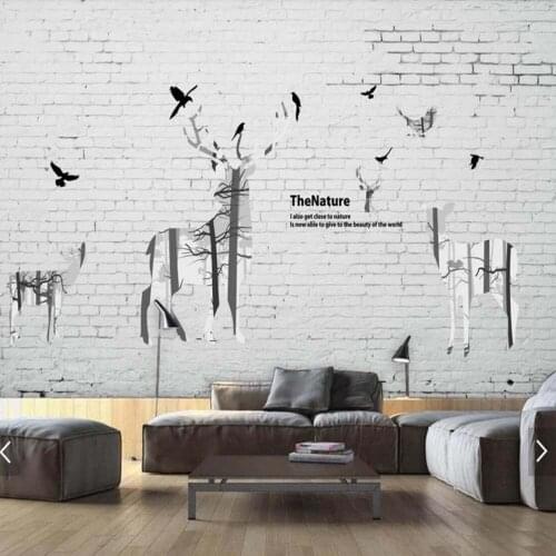 European Brick Hand Painting ELK Animal Mural Photo Wallpaper for Living Room Home Wall Decor Custom Any Size Murals Wall Paper
