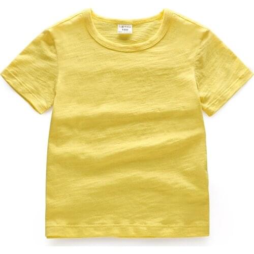 Toddler Child Summer Short Sleeve T-Shirt Kids Cotton White Yellow T Shirts for Baby Boy TShirt Girl Tops Tee 1-8Years
