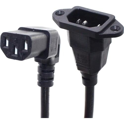 IEC320 C14 to C13 Extension cord,C14 with screw holes and C13 Up Angled Short,25cm lenght,H05VV-F 3G 0.75MM
