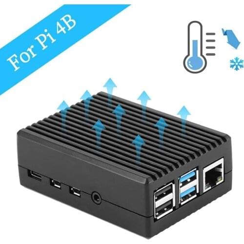 For Raspberry Pi 4 Model B Black Dark Gray Aluminum Alloy Case Passive Cooling Shell