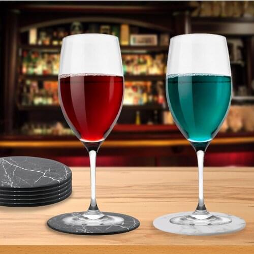 Leather Coaster Heat Non-slip Insulation Mats Irregular Marble Pattern Northern Europe Cup Mat Pad