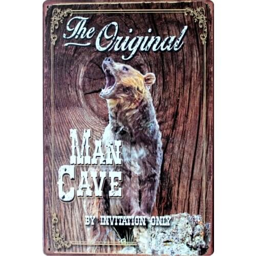 [ Mike86 ] MAN CAVE BEAR TIN SIGN Retro Wall Decoration Pub House Metal Painting ART AA-206 Mix order 20*30 CM