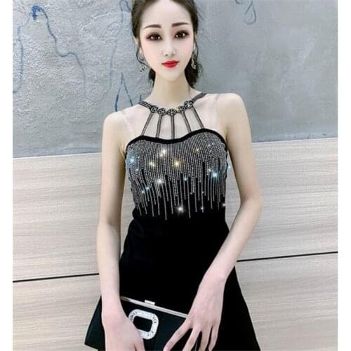Trendy womens suspenders camisole female Sexy tops thin hot diamond backless women Chic vest bottoming female tide nice tops